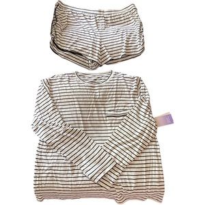 Stars Above 2 Piece Long Sleeve Top & Shorts Black Stripe Size XL